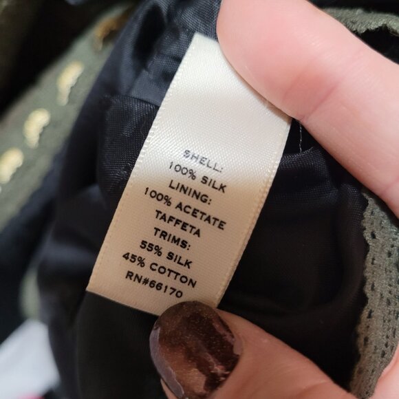 Moulinette Soeurs Womens Size 0 100% Silk Belted Imprint Dress Sleeveless Anthro - Picture 10 of 10